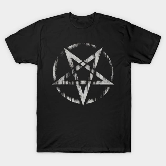 Grunge Inverted Pentagram T-Shirt by MetalByte